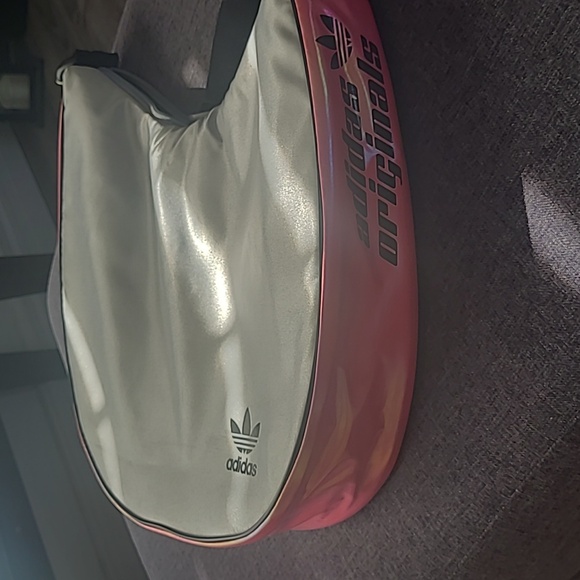 Adidas Metamoto Crescent Shoulder Bag in Silver and Pink - Picture 5 of 5